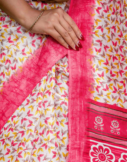 Off White Khadi Printed Saree
