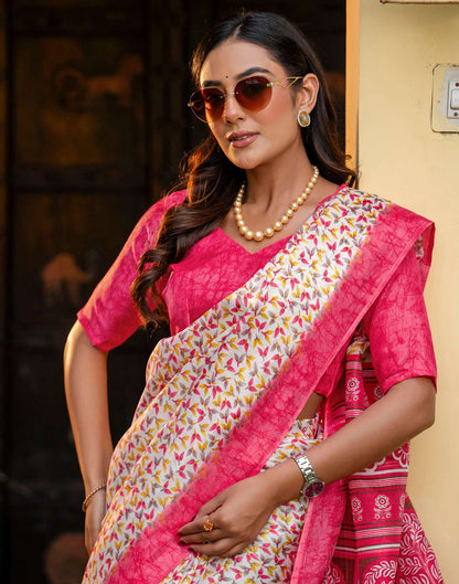 Off White Khadi Printed Saree