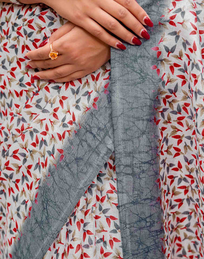 Off White Khadi Printed Saree