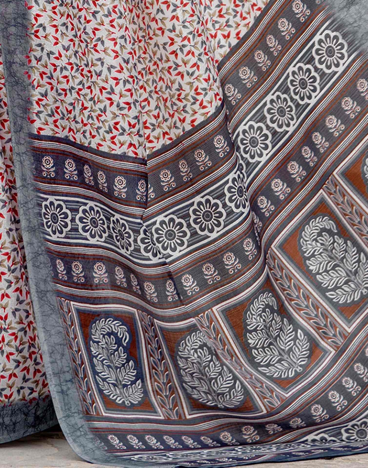 Off White Khadi Printed Saree