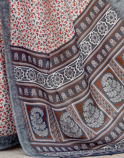 Off White Khadi Printed Saree