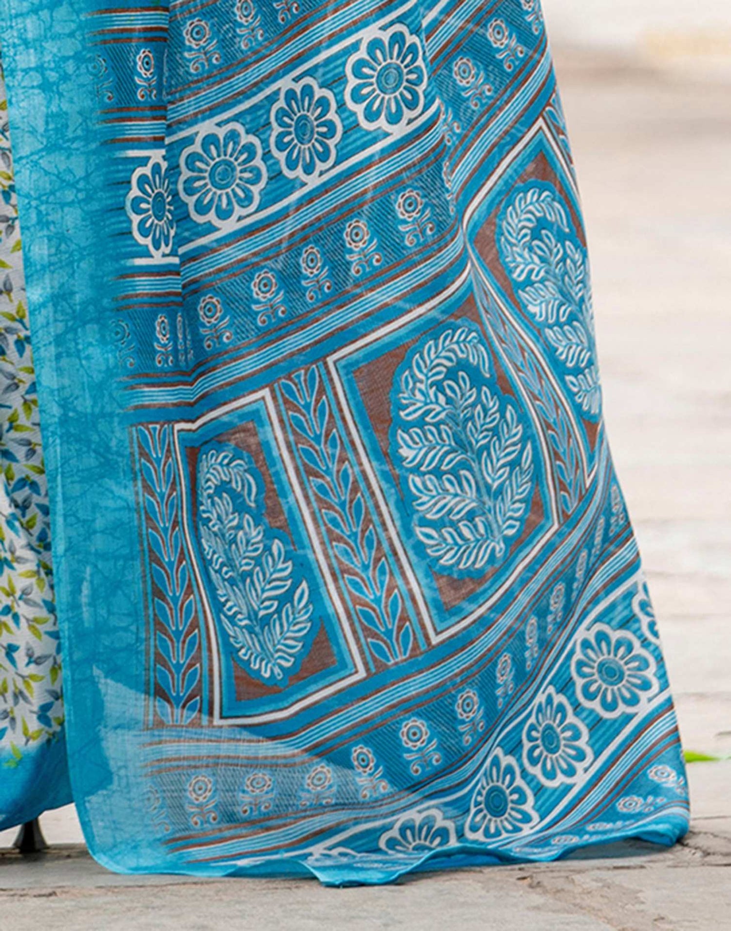 Off White Khadi Printed Saree