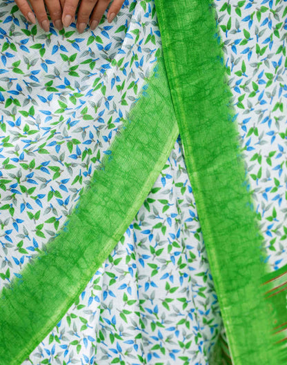 Off White Khadi Printed Saree