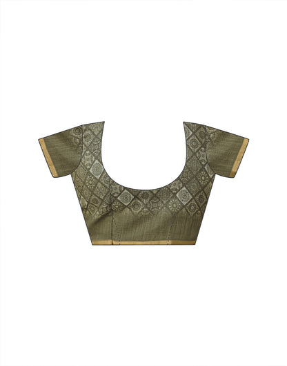 Dusty Green Linen Floral Printed Saree
