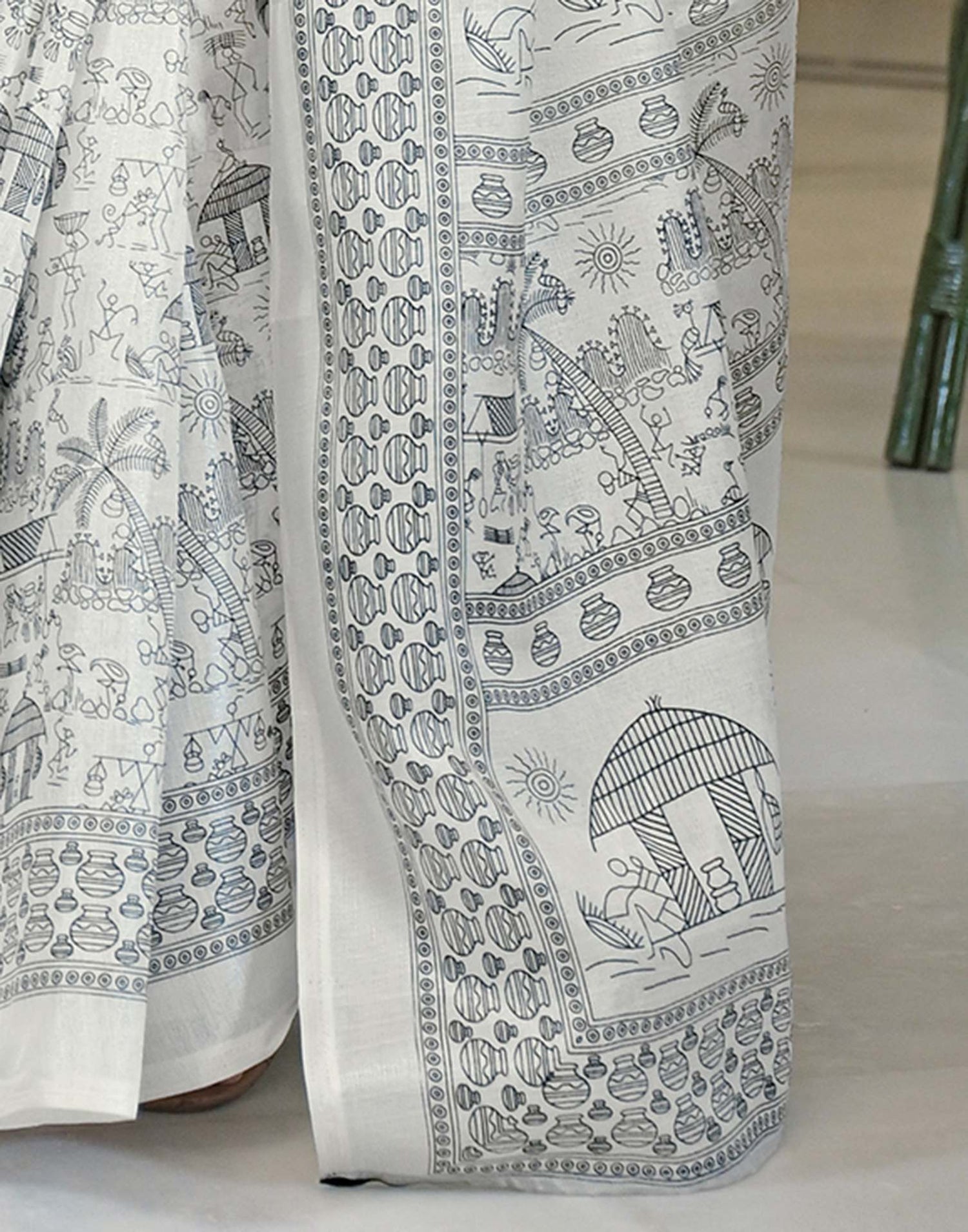 Off White Khadi Warli Printed Saree