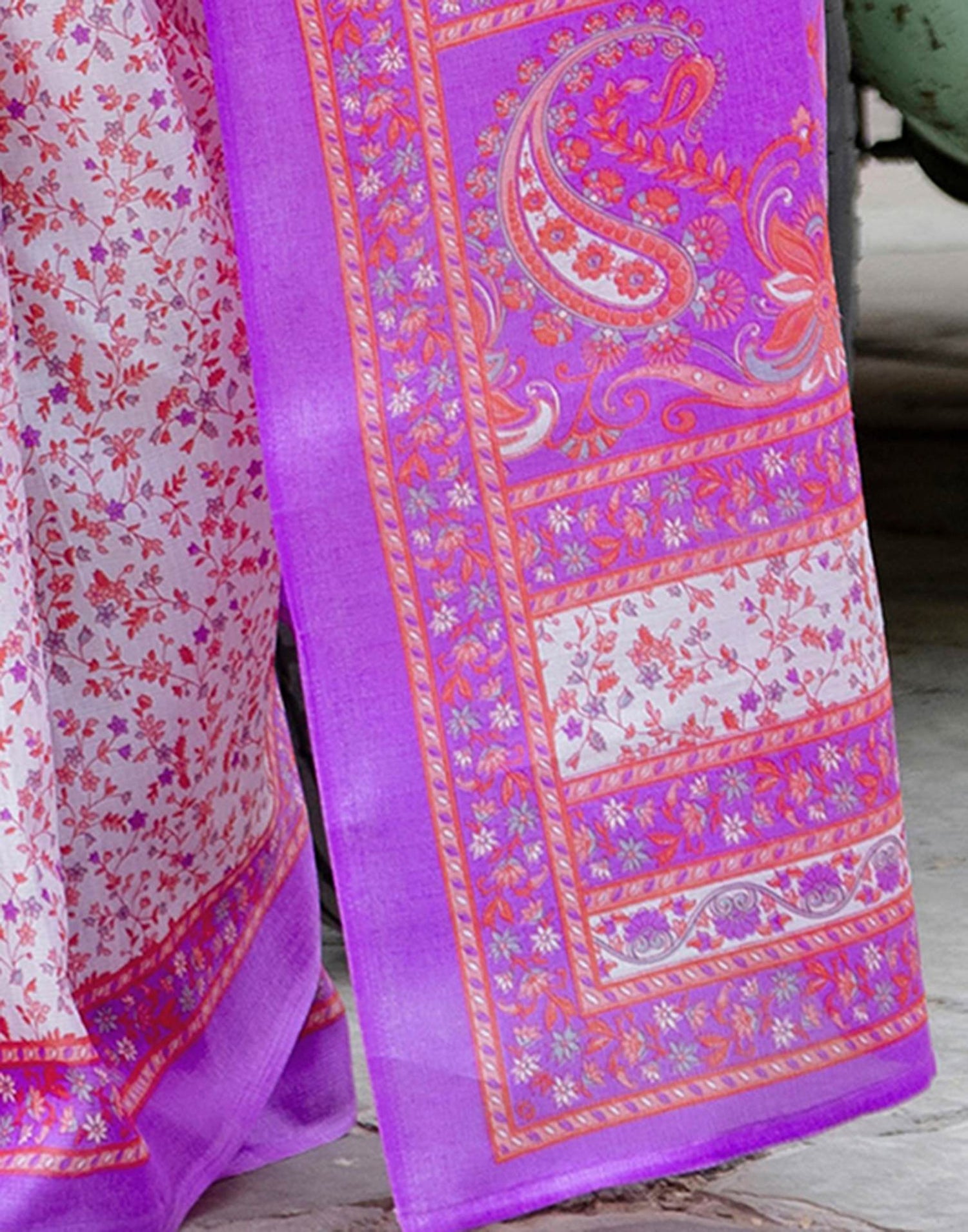 White Khadi Printed Saree