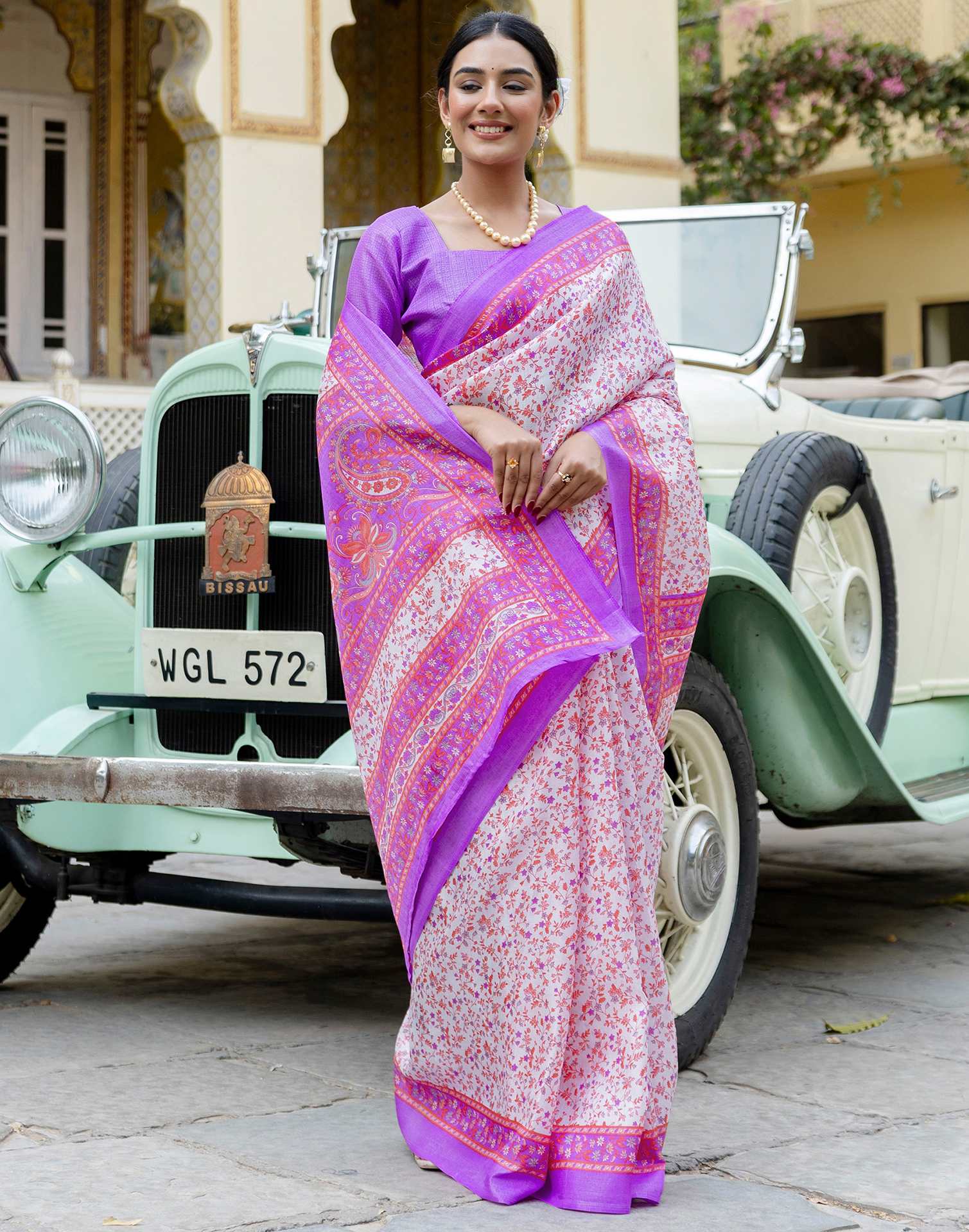 White Khadi Printed Saree