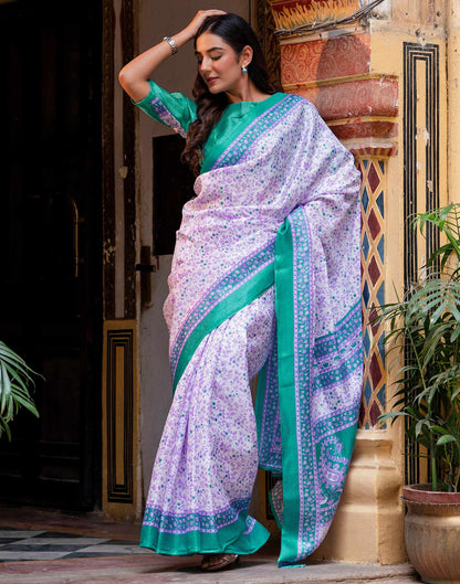 White Khadi Printed Saree