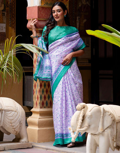 White Khadi Printed Saree