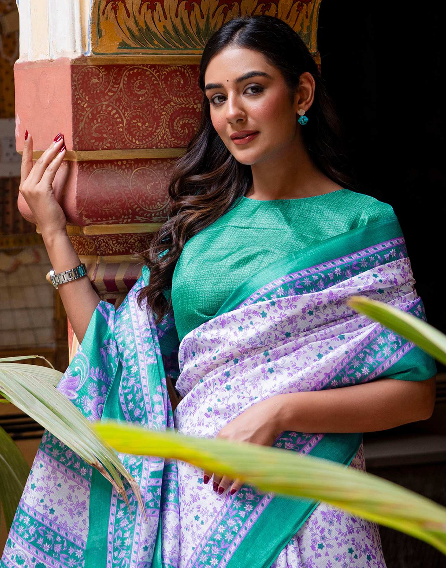 White Khadi Printed Saree