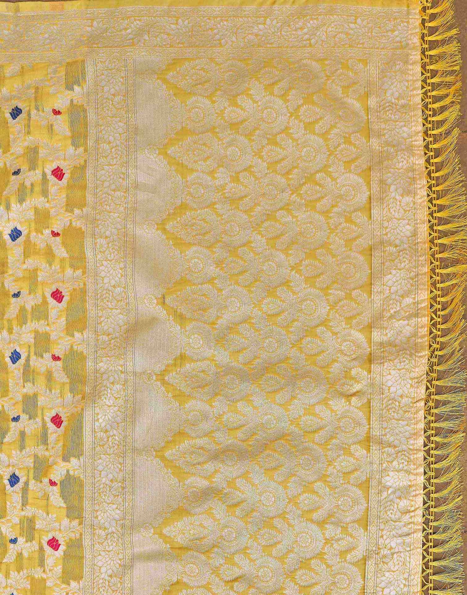 Light Yellow Chanderi Woven Saree