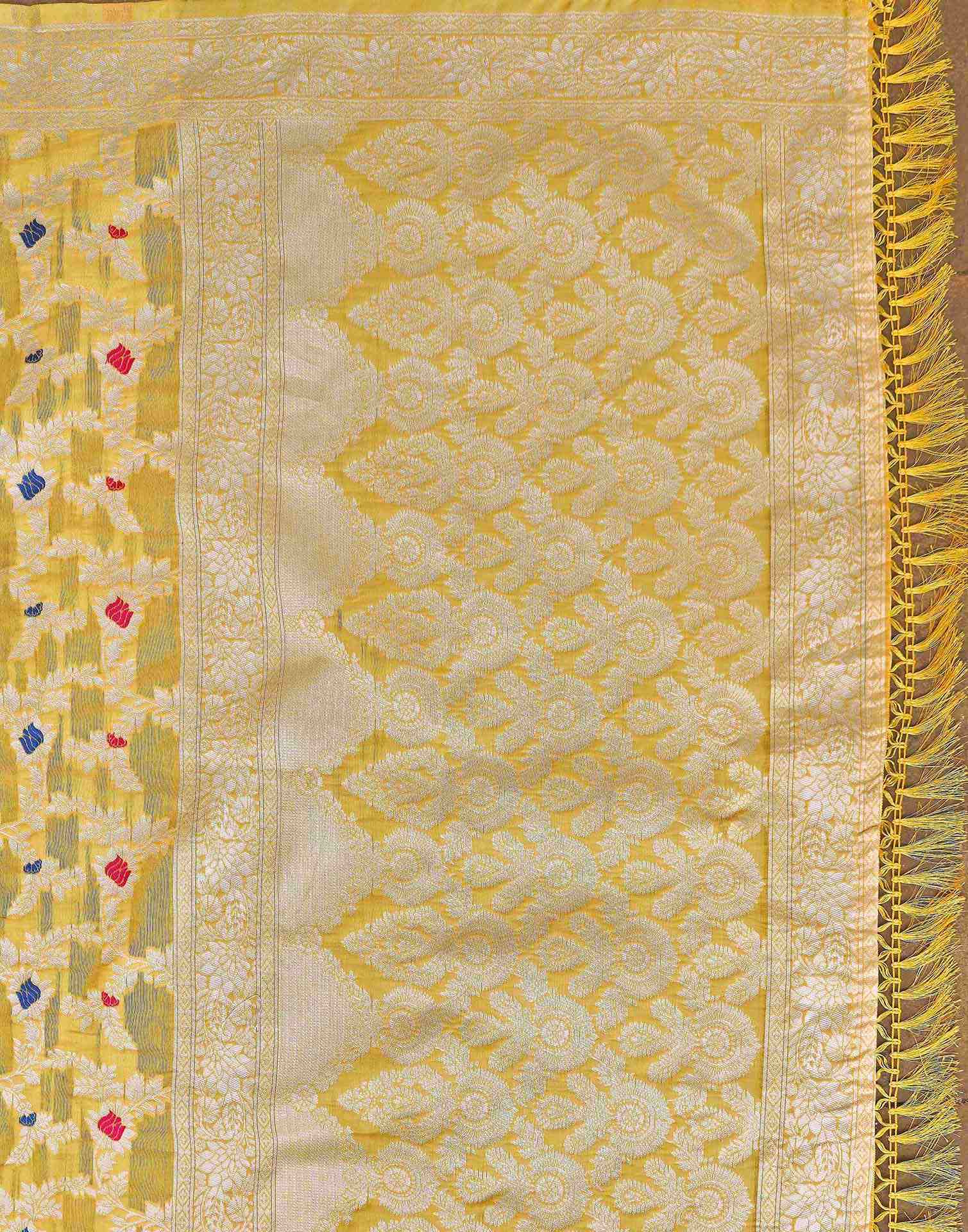 Light Yellow Chanderi Woven Saree