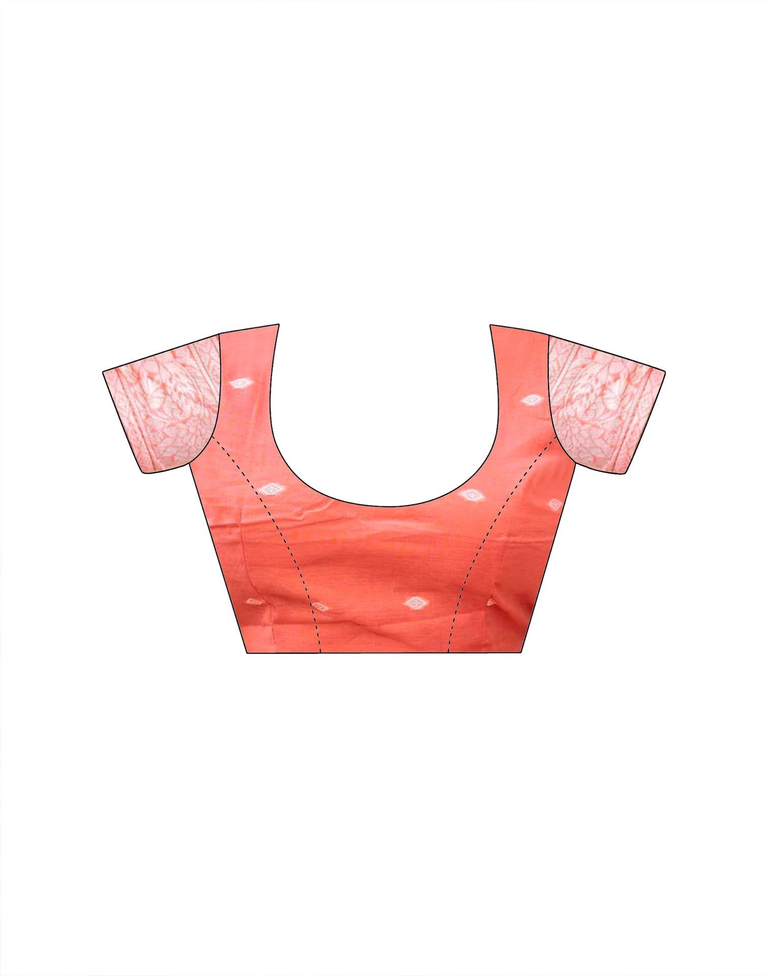 Coral Pink Chanderi Woven Saree