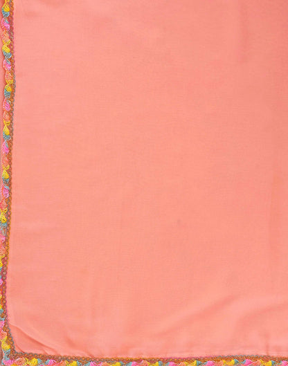Peach Georgette Embroidery Lace Saree
