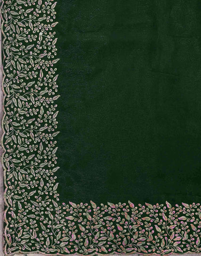 Dark Green Chiffon Embroidery Saree