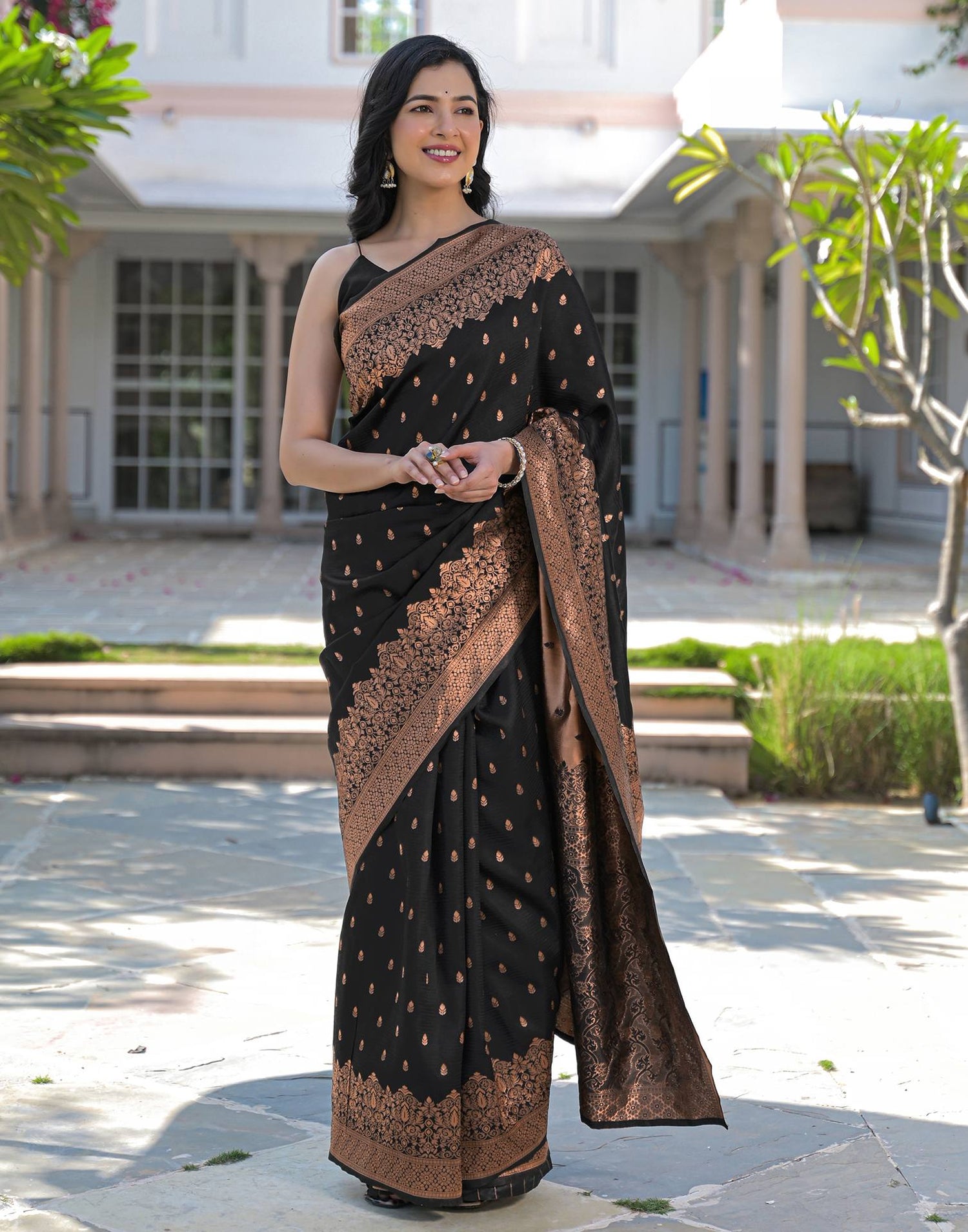 Black Silk Woven Banarasi Saree