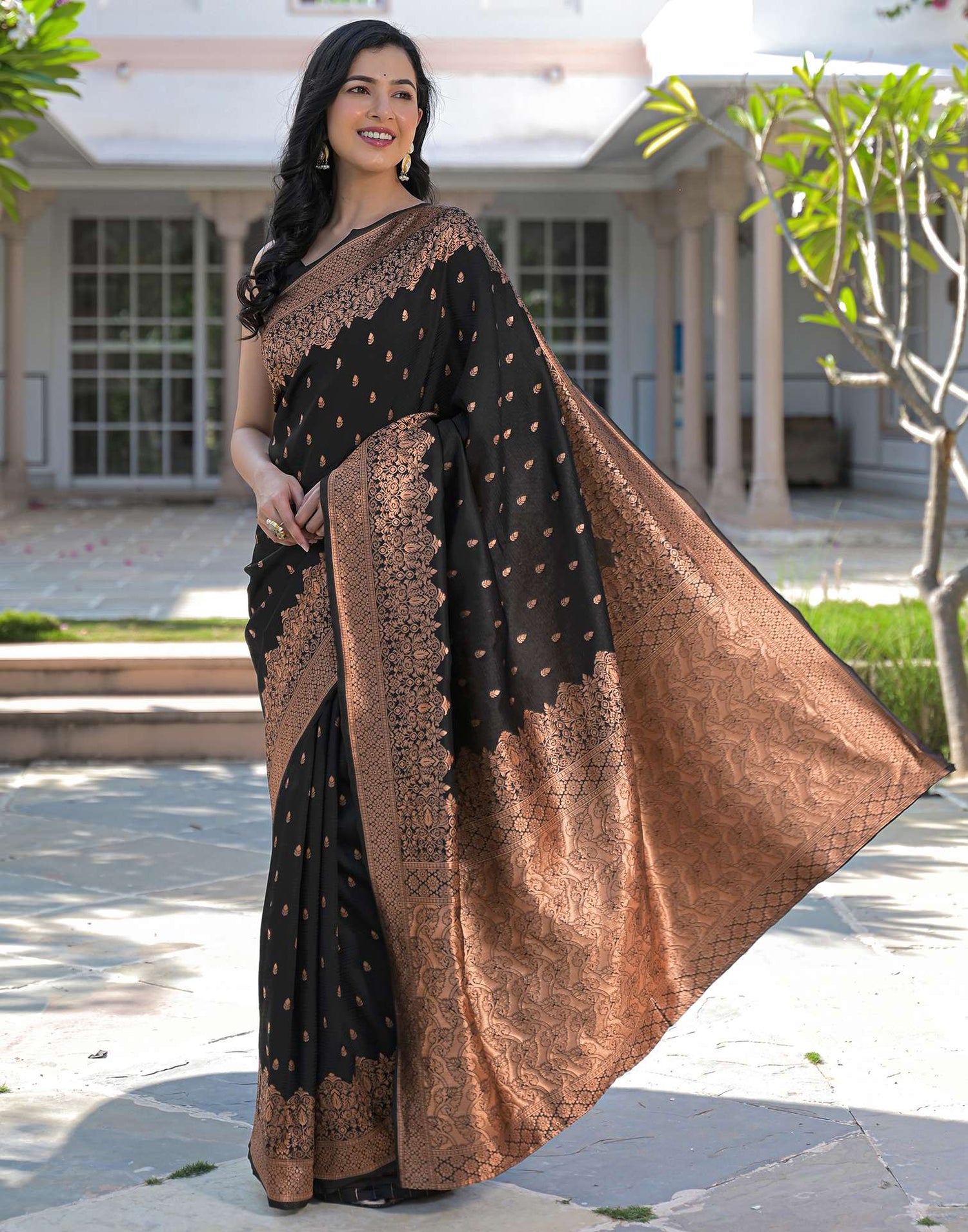 Black Silk Woven Banarasi Saree