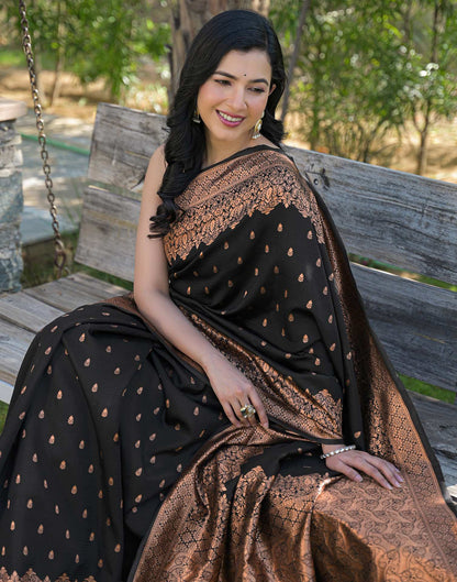 Black Silk Woven Banarasi Saree