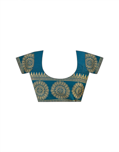 Peacock Blue Silk Woven Banarasi Saree