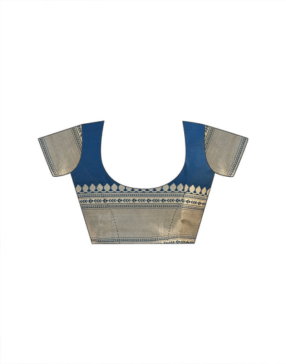 Dark Blue Silk Woven Banarasi Saree