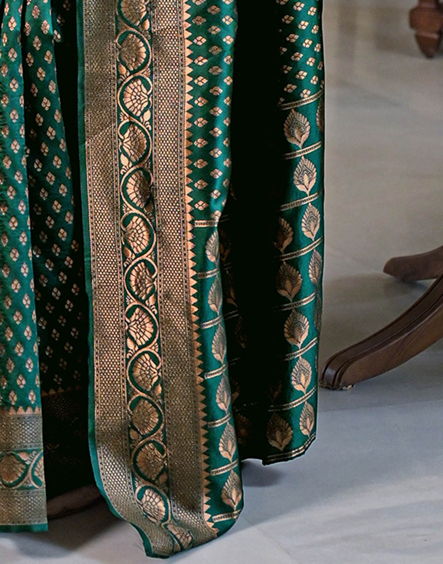 Dark Green Silk Woven Banarasi Saree