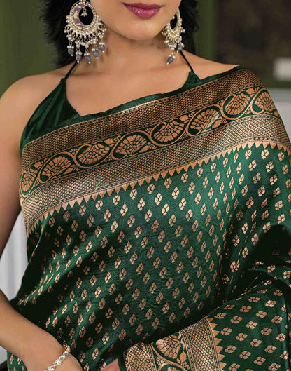 Dark Green Silk Woven Banarasi Saree