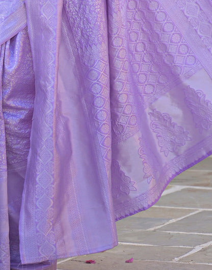 Light Purple Silk Woven Bananrasi Saree