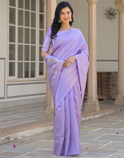 Light Purple Silk Woven Bananrasi Saree