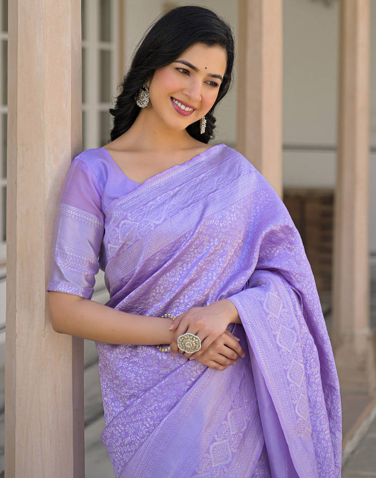 Light Purple Silk Woven Banarasi Saree