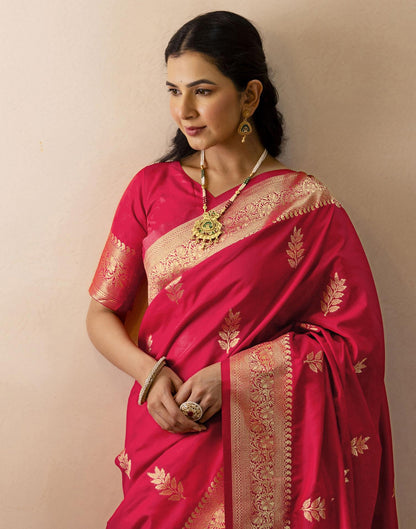 Pink Silk Woven Banarasi Saree