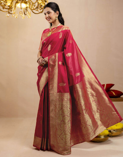 Pink Silk Woven Banarasi Saree