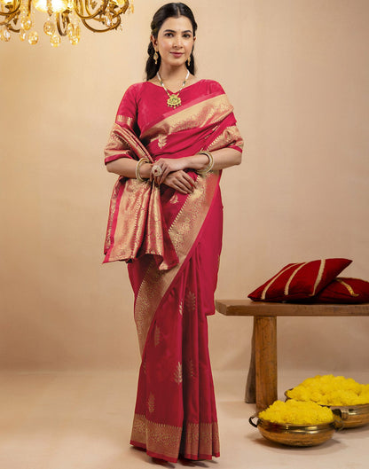 Pink Silk Woven Banarasi Saree