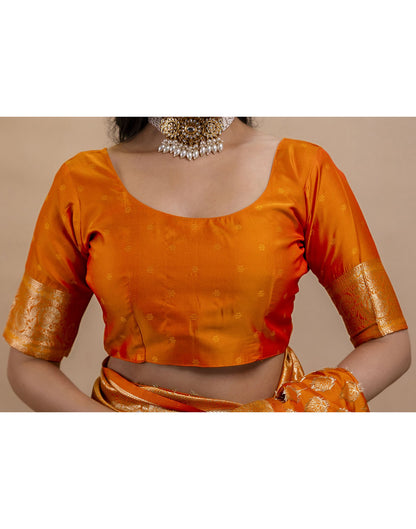 Orange Silk Woven Banarasi Saree