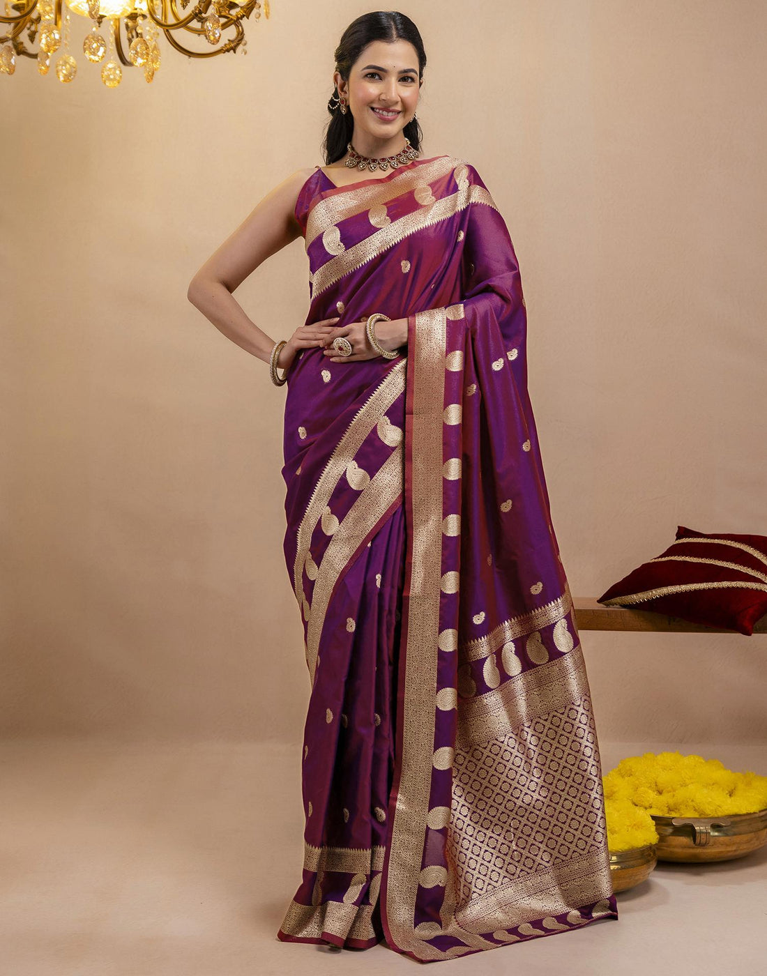 Purple Silk Woven Banarasi Saree