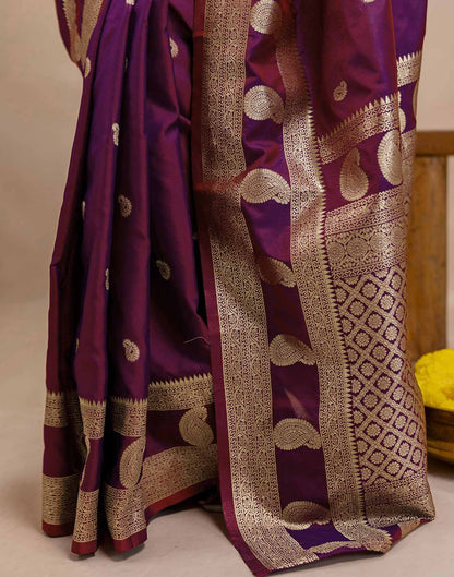 Purple Silk Woven Banarasi Saree