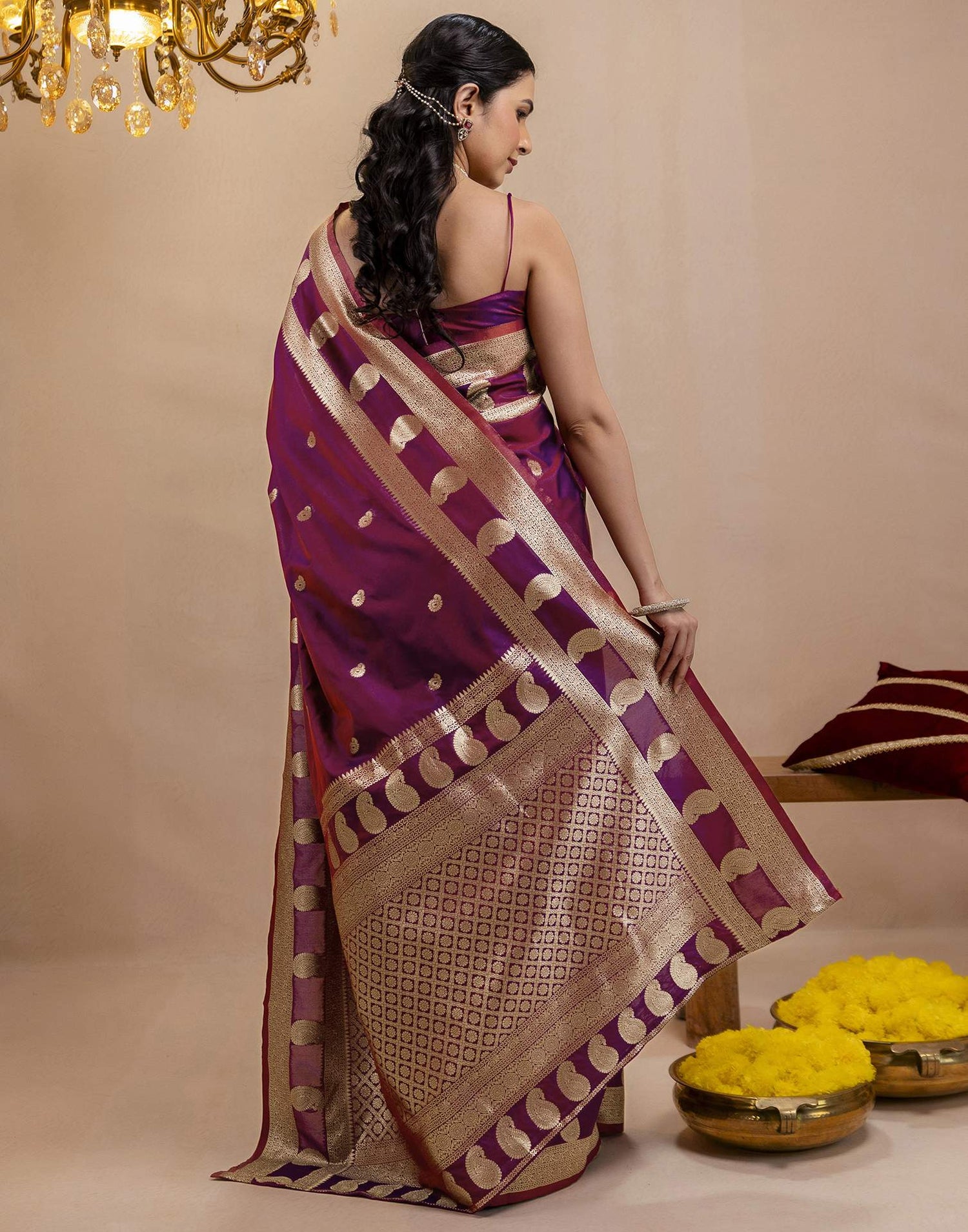 Purple Silk Woven Banarasi Saree