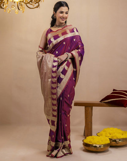 Purple Silk Woven Banarasi Saree