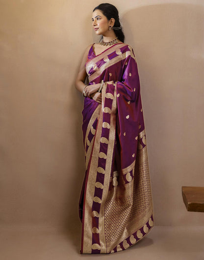Purple Silk Woven Banarasi Saree