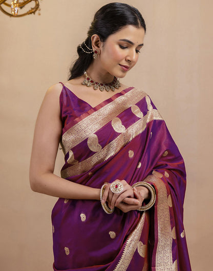 Purple Silk Woven Banarasi Saree