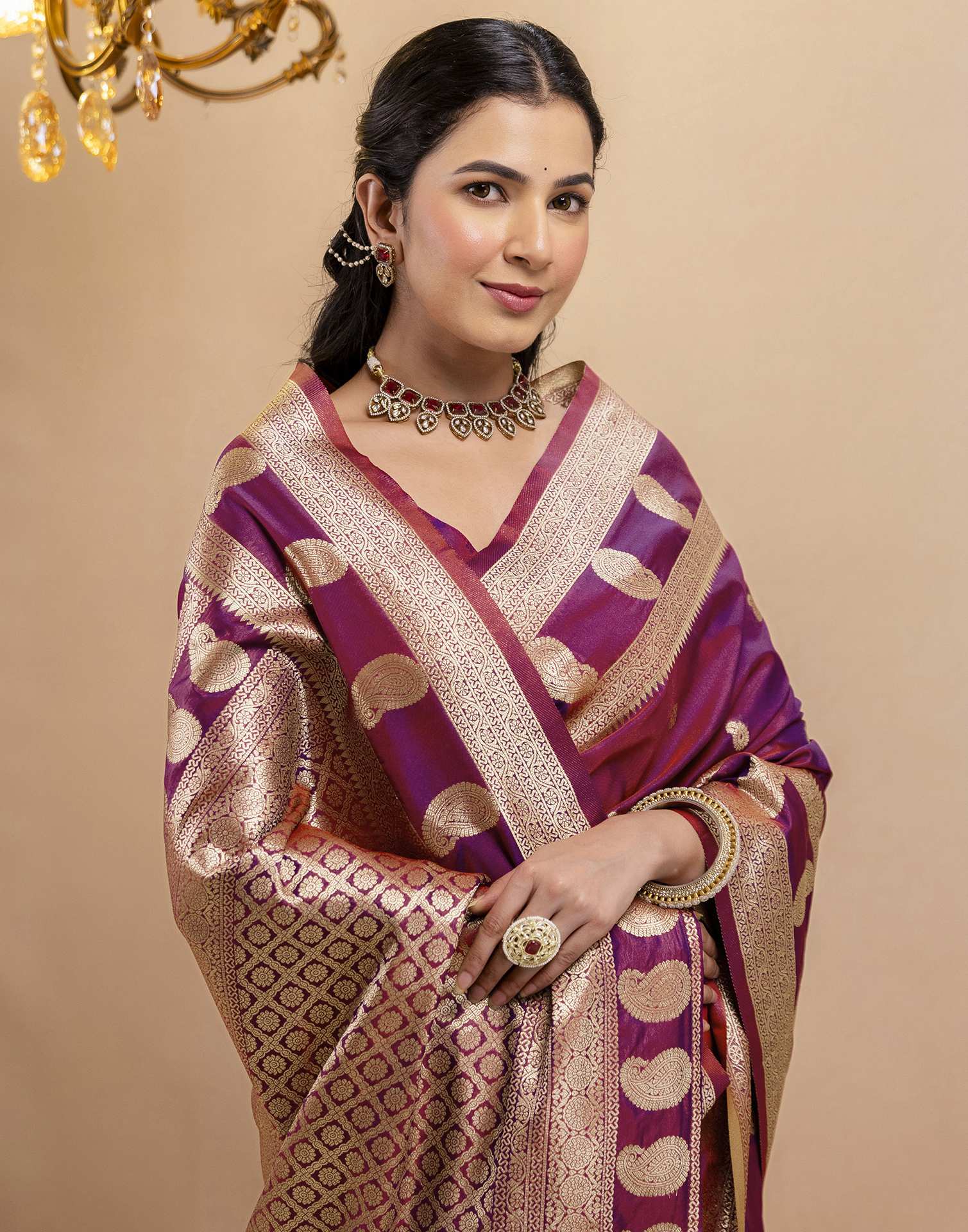 Purple Silk Woven Banarasi Saree