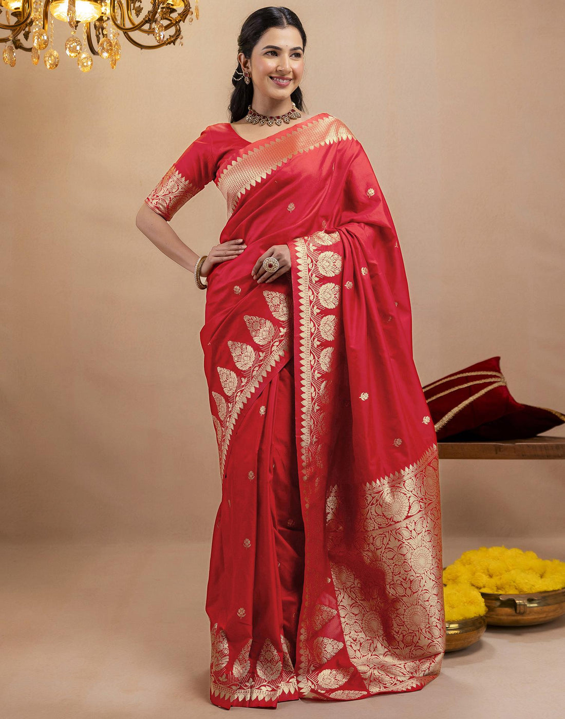 Red Silk Woven Banarasi Saree