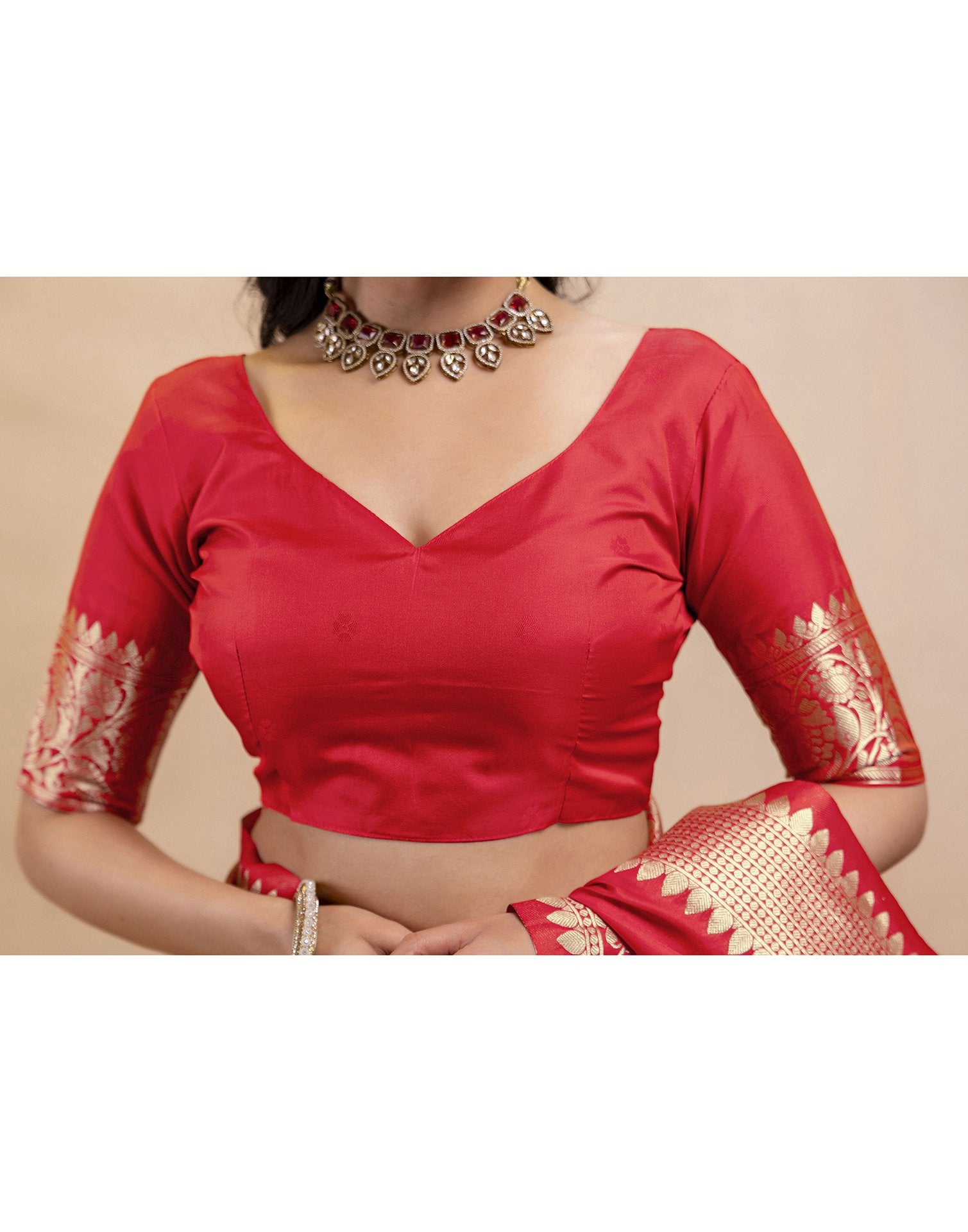 Red Silk Woven Banarasi Saree