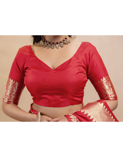 Red Silk Woven Banarasi Saree