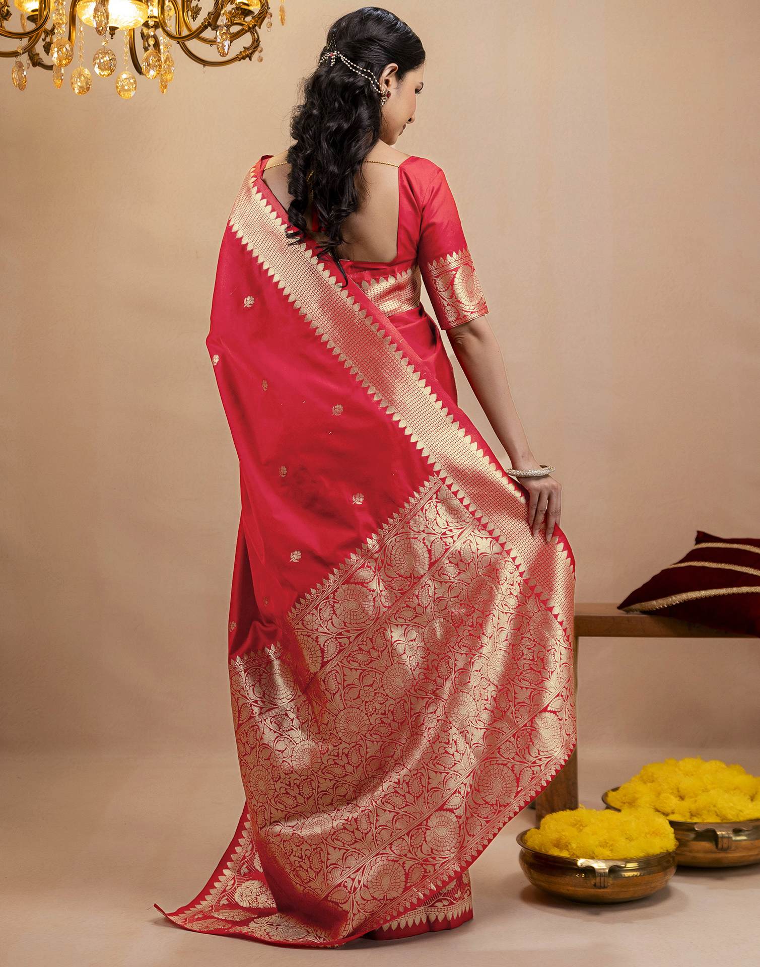 Red Silk Woven Banarasi Saree