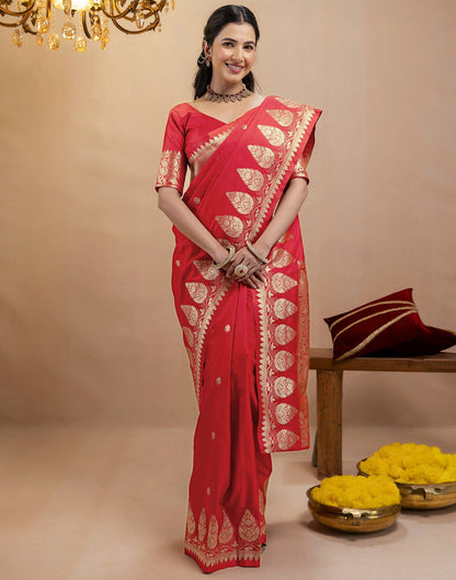 Red Silk Woven Banarasi Saree