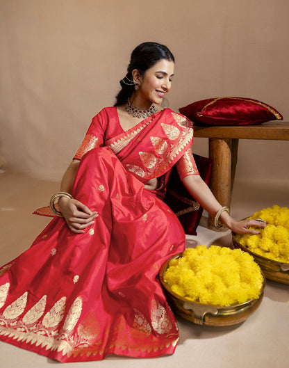 Red Silk Woven Banarasi Saree