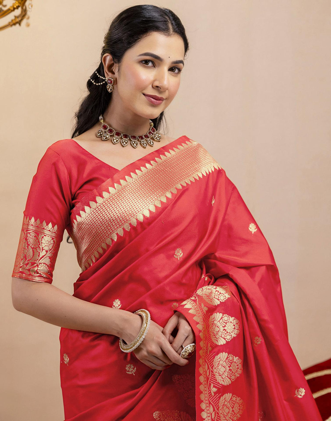 Red Silk Woven Banarasi Saree