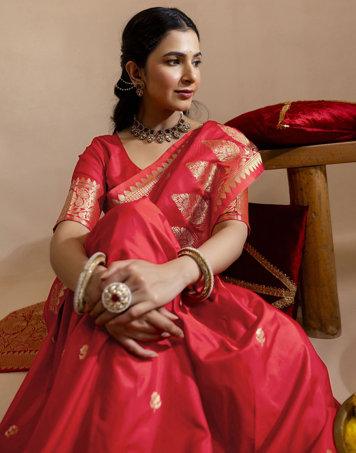 Red Silk Woven Banarasi Saree