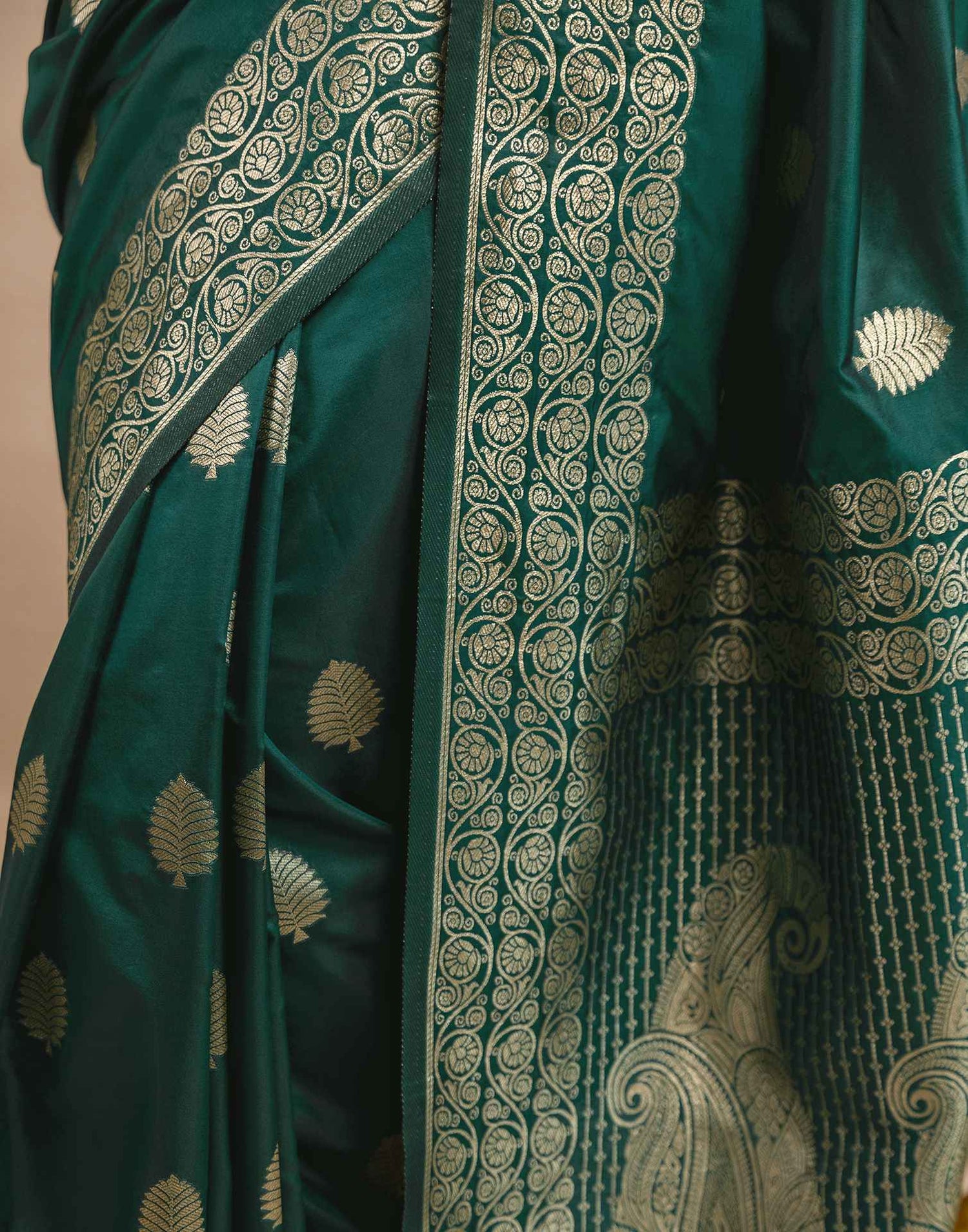 Rama Green Silk Woven Banarasi Saree