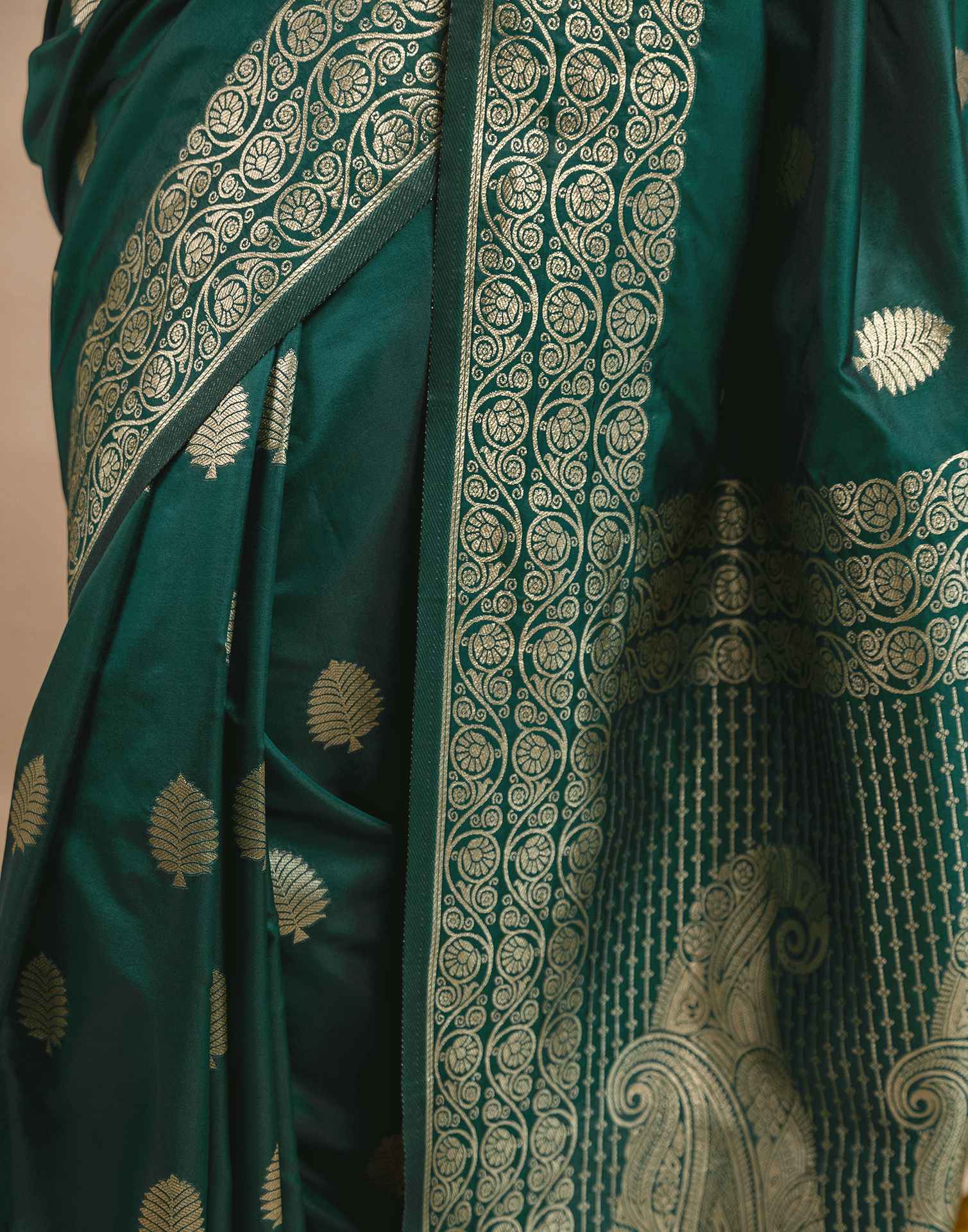 Rama Green Silk Woven Banarasi Saree